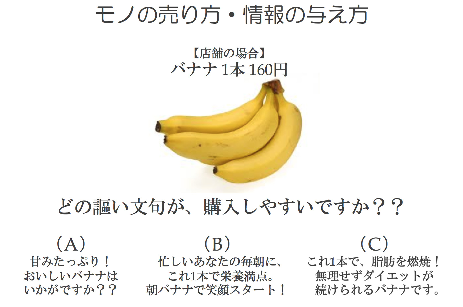 バナナを販売する場合の効果的なフレーズとは？